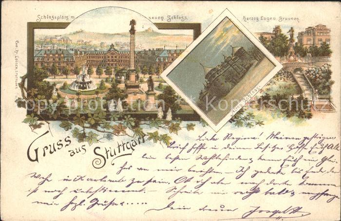 STUTTGART  CITY Schlossplatz Neues Schloss Herzog Eugen Brunnen Altes Schloss