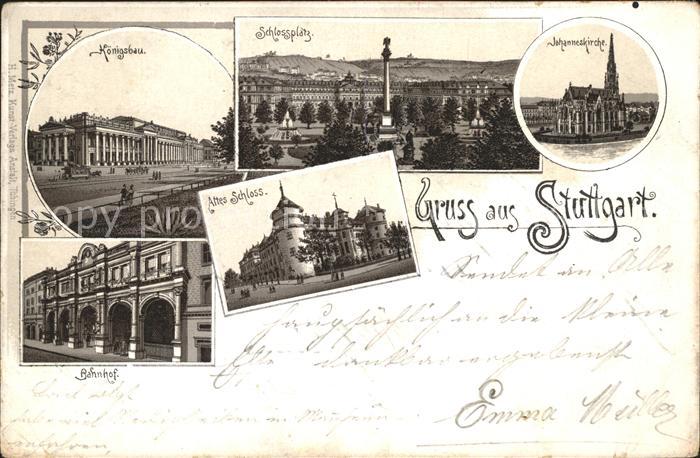 STUTTGART  CITY Koenigsbau Schlossplatz Saeule Johanneskirche Altes Schloss Bahn