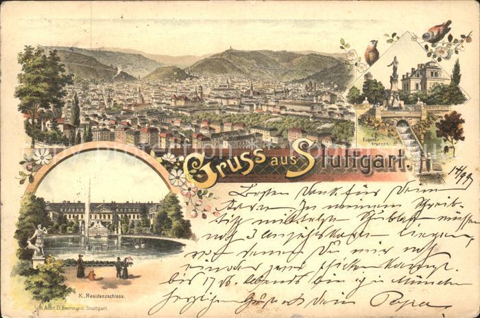 STUTTGART  CITY Gesamtansicht Eugensbrunnen Residenzschloss Skulptur Fontaene