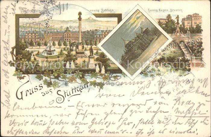 STUTTGART  CITY Schlossplatz Neues Schloss Fontaene Saeule Herzog Eugen Brunnen