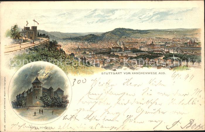 STUTTGART  CITY Panorama Blick vom Kanonenweg aus Altes Schloss