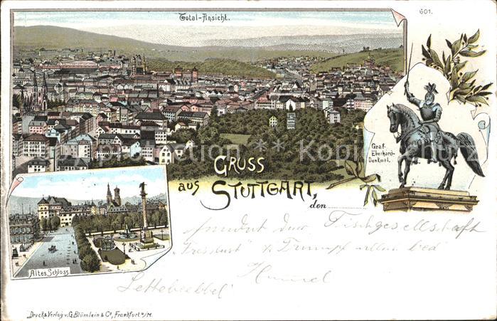 STUTTGART  CITY Totalansicht Graf Eberhard Denkmal Reiterstandbild Altes Schloss