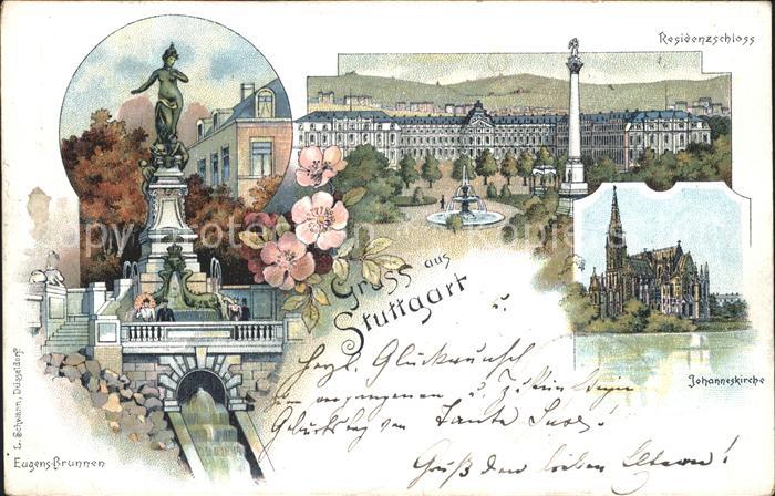 STUTTGART  CITY Eugensbrunnen Residenzschloss Fontaene Saeule Johanneskirche Feu