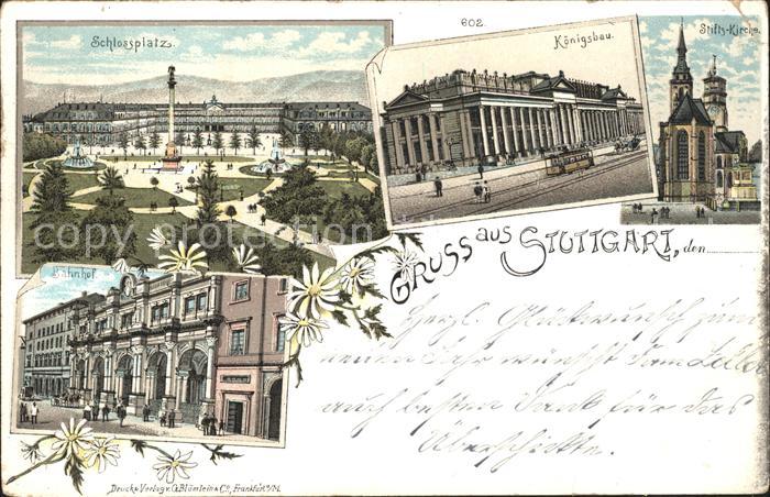 STUTTGART  CITY Schlossplatz Jubilaeumssaeule Koenigsbau Stiftskirche Bahnhof
