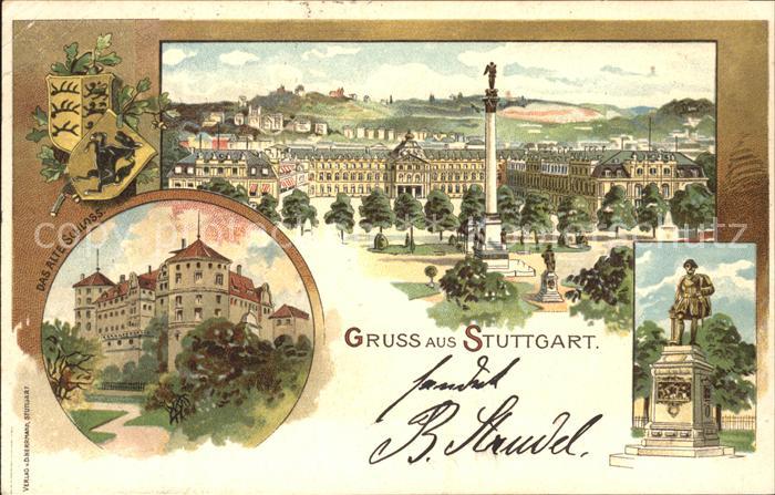 STUTTGART  CITY Schlossplatz Jubilaeumssaeule Altes Schloss Denkmal Wappen