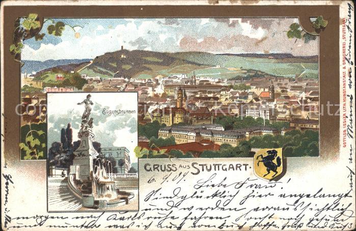 STUTTGART  CITY Gesamtansicht Eugensbrunnen Wappen