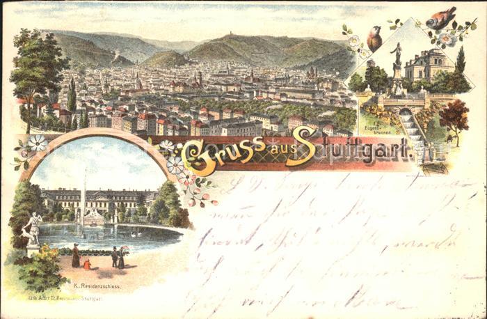 STUTTGART  CITY Gesamtansicht Eugensbrunnen Residenzschloss Skulptur