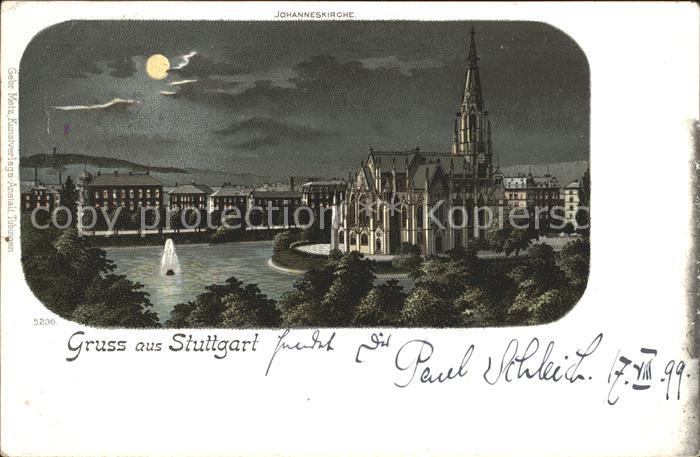 STUTTGART  CITY Johanneskirche Feuersee im Mondschein