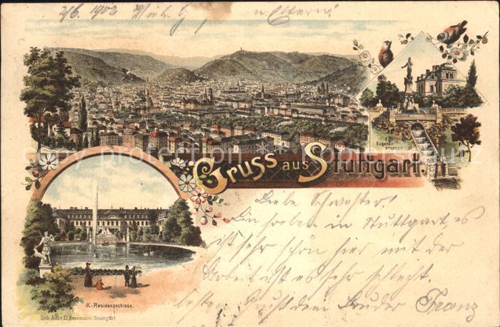 STUTTGART  CITY Gesamtansicht Eugensbrunnen Residenzschloss Skulptur Fontaene