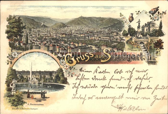 STUTTGART  CITY Gesamtansicht Eugensbrunnen Residenzschloss Skulptur Koenigreich