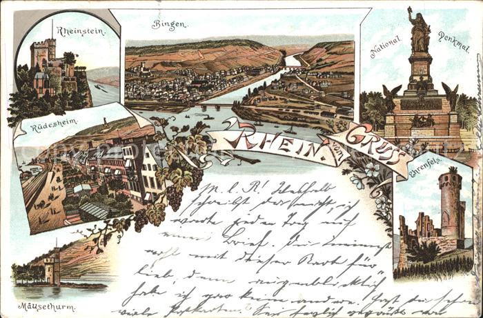 Bingen Rhein Nahemuendung Burg Rheinstein Ehrenfels Nationaldenkmal Niederwald R