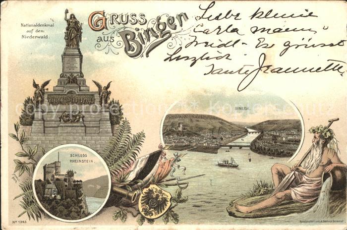 Bingen Rhein Nationaldenkmal Niederwald Nahemuendung Schloss Rheinstein Bacchus