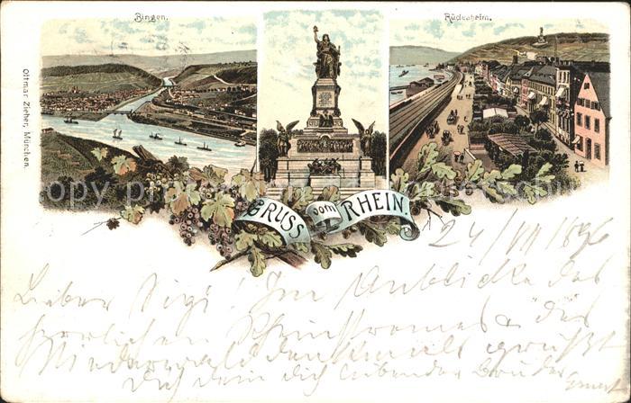 Bingen Rhein Panorama Nahemuendung Nationaldenkmal Niederwald Ruedesheim Eisenba