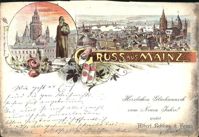 Mainz Rhein Dom Gutenberg Denkmal Gesamtansicht Deutsche Reichspost