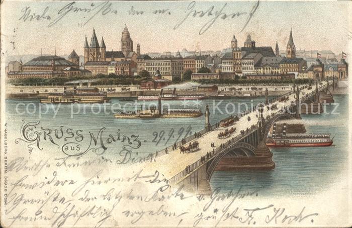 Mainz Rhein Rheinbruecke Dampfer Dom