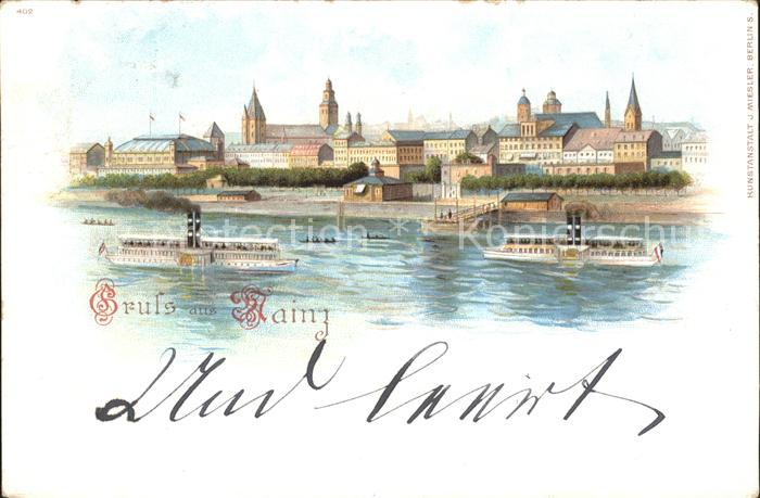 Mainz Rhein Rheinseite Dampfer Deutsche Reichspost