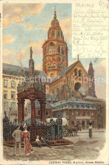 Mainz Rhein Markt Brunnen Dom Kuenstlerkarte