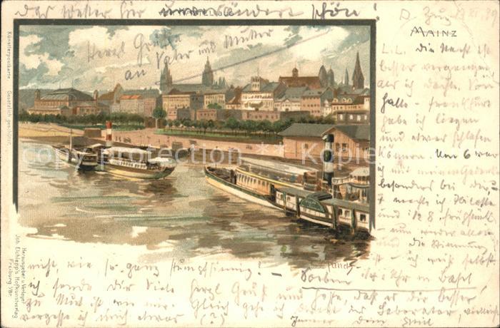 Mainz Rhein Rheindampfer Kuenstlerkarte Muench