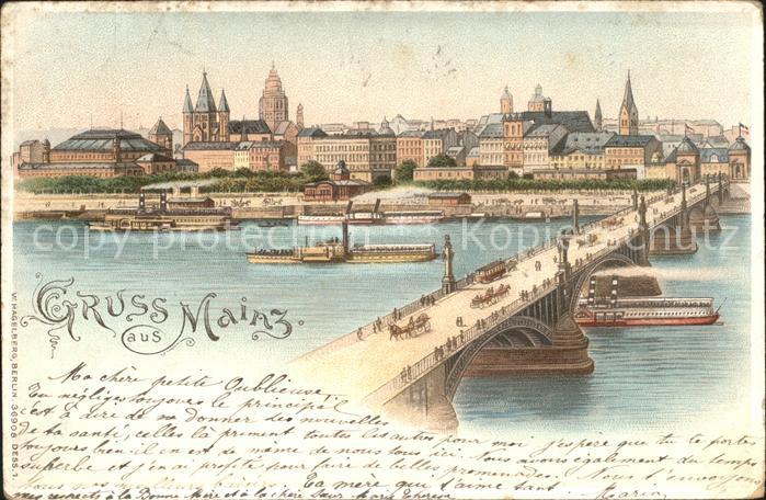 Mainz Rhein Rheinbruecke Dampfer Dom