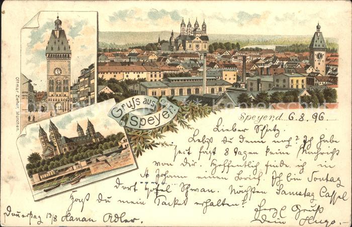 Speyer Rhein Stadtbild mit Dom Turm