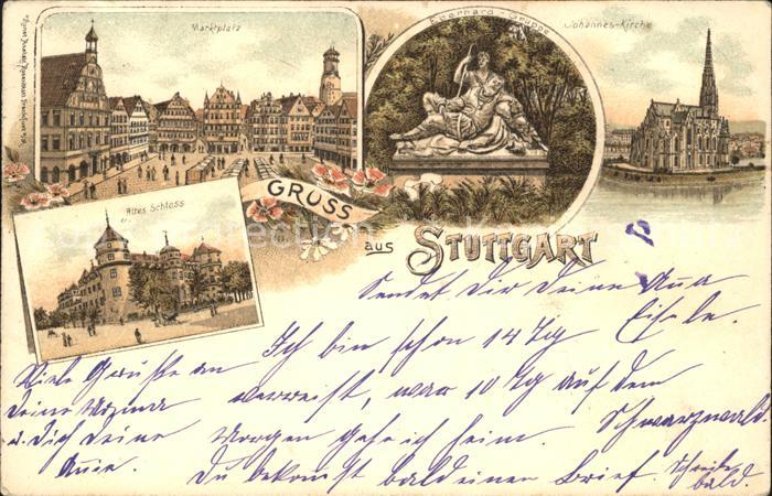 STUTTGART  CITY Marktplatz Eberhardsgruppe Skulptur Johanneskirche Altes Schloss