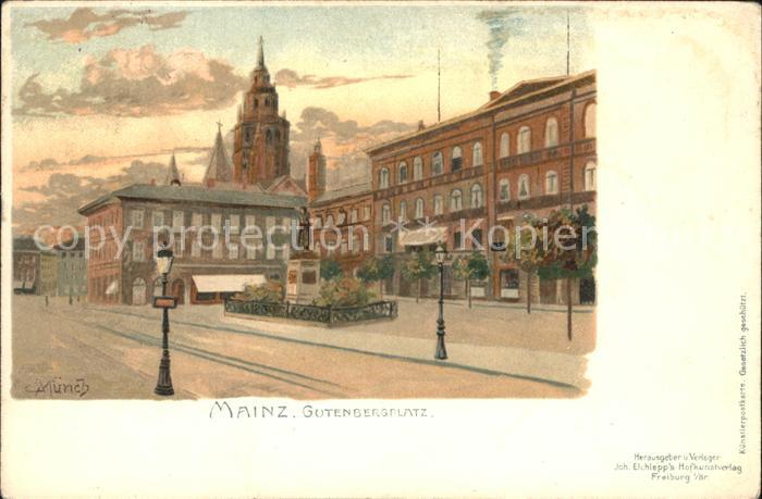Mainz Rhein Gutenbergplatz Denkmal Kuenstlerkarte Muench