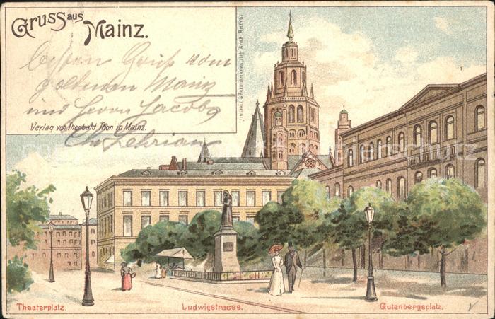 Mainz Rhein Theaterplatz Ludwigstrasse Gutenbergplatz Denkmal Deutsche Reichspos