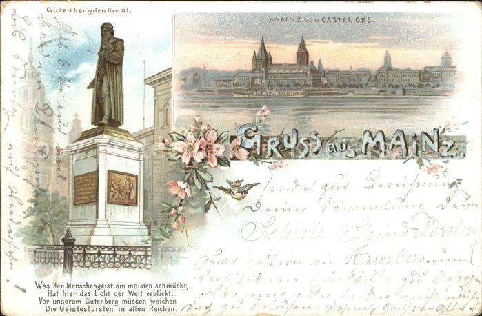 Mainz Rhein von Castel gesehen Dom Gutenberg Denkmal Gedicht