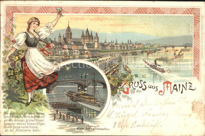 Mainz Rhein Rheinpartie Dampfer Dom Bruecke Trachten