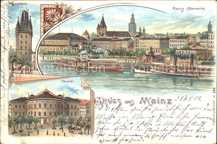 Mainz Rhein Holzturm Rheindampfer Dom Theater