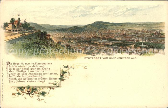 STUTTGART  CITY Panorama Blick vom Kanonenwege aus Gedicht Gerok