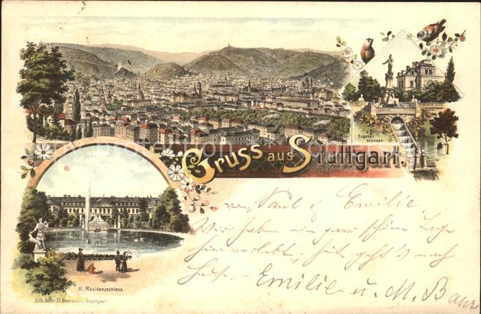 STUTTGART  CITY Panorama Eugensbrunnen Residenzschloss