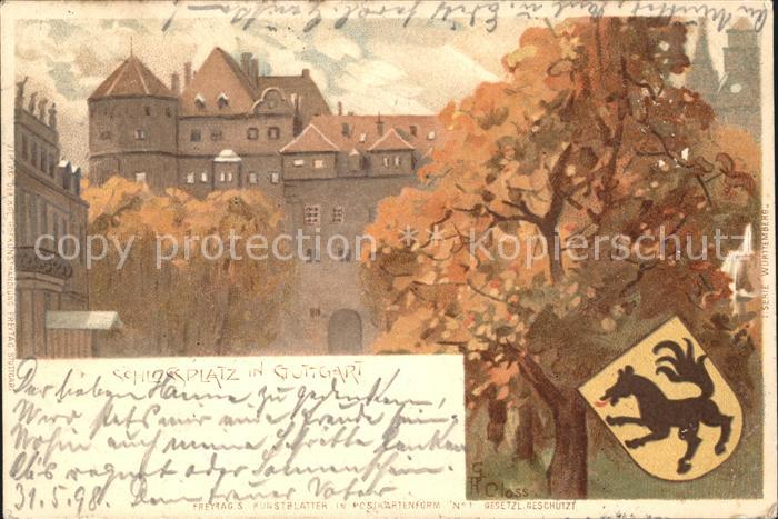 STUTTGART  CITY Schlossplatz Wappen Freytag's Kunstblaetter