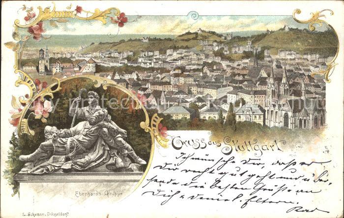 STUTTGART  CITY Panorama Eberhardsgruppe Skulptur