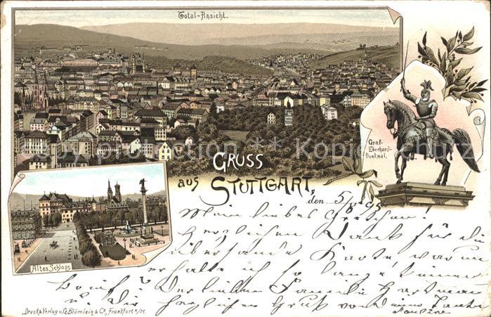 STUTTGART  CITY Totalansicht Altes Schloss Graf Eberhard Denkmal Reiterstandbild