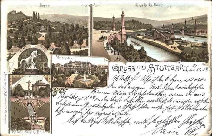 STUTTGART  CITY Bopser Koenig Karlsbruecke Polytechnikum Herzog Eugen Brunnen Ho