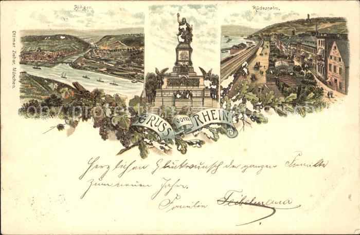 Bingen Rhein Panorama Nahemuendung Nationaldenkmal Niederwald Ruedesheim Weinreb