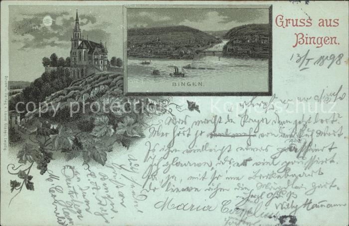 Bingen Rhein Nahemuendung Rochuskapelle im Mondschein Weinrebe Deutsche Reichspo