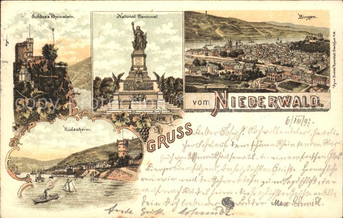 Bingen Rhein Schloss Rheinstein Nationaldenkmal Niederwald Ruedesheim Deutsche R
