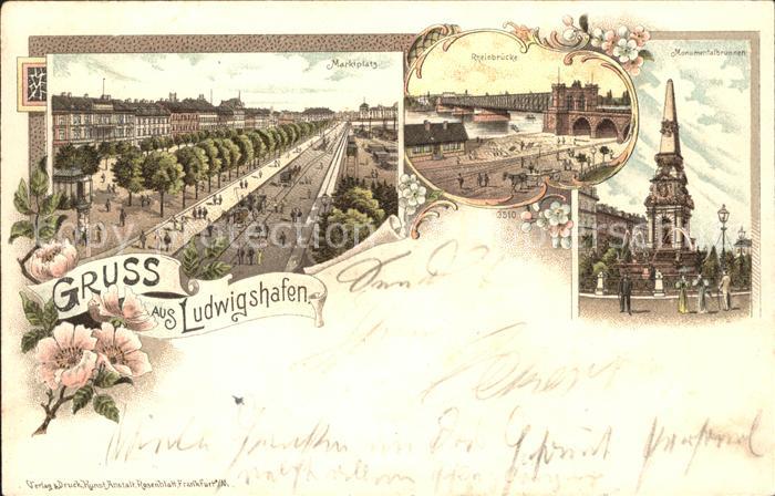 Ludwigshafen Rhein Marktplatz Rheinbruecke Monumentalbrunnen