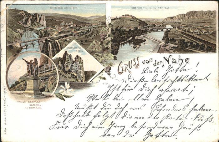 Muenster Stein Panorama Ebernburg und Rothenfels Nahetal Rheingrafenstein Hutten