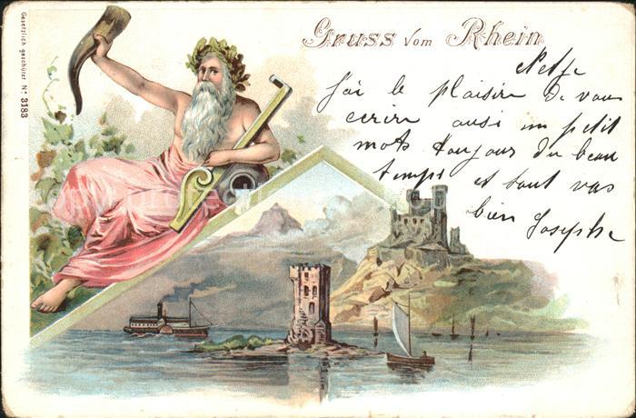 Bingen Rhein Maeuseturm Burg Ruine Ehrenfels Bacchus