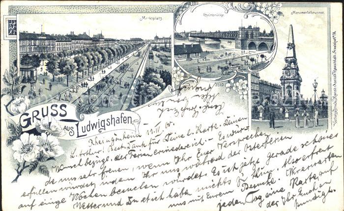 Ludwigshafen Rhein Marktplatz Rheinbruecke Monumentalbrunnen