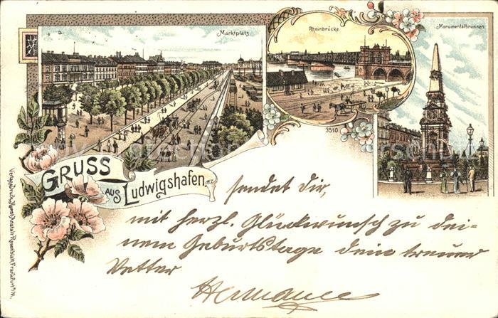 Ludwigshafen Rhein Marktplatz Rheinbruecke Monumentalbrunnen