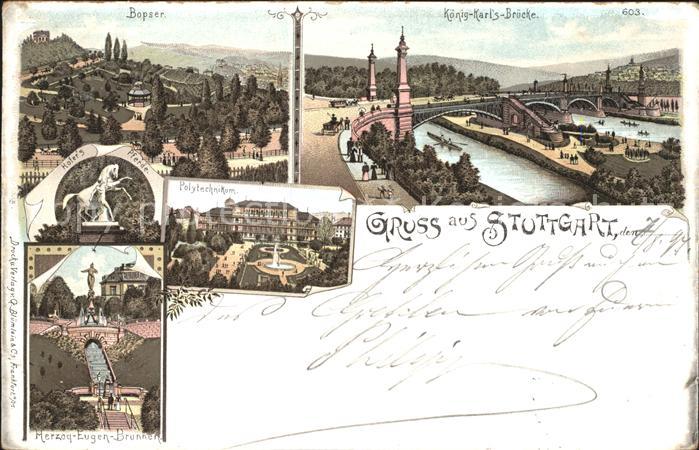 STUTTGART  CITY Bopser Koenig Karlsbruecke Hofers Pferde Polytechnikum Herzog Eu