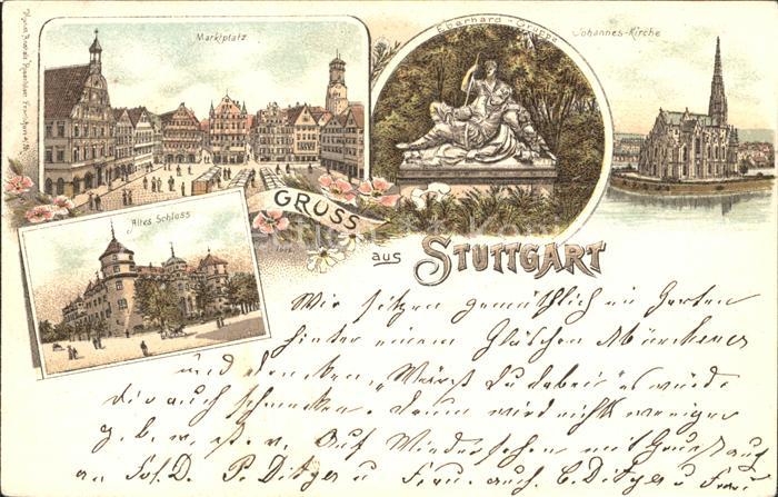 STUTTGART  CITY Marktplatz Eberhardsgruppe Skulptur Johanneskirche Altes Schloss