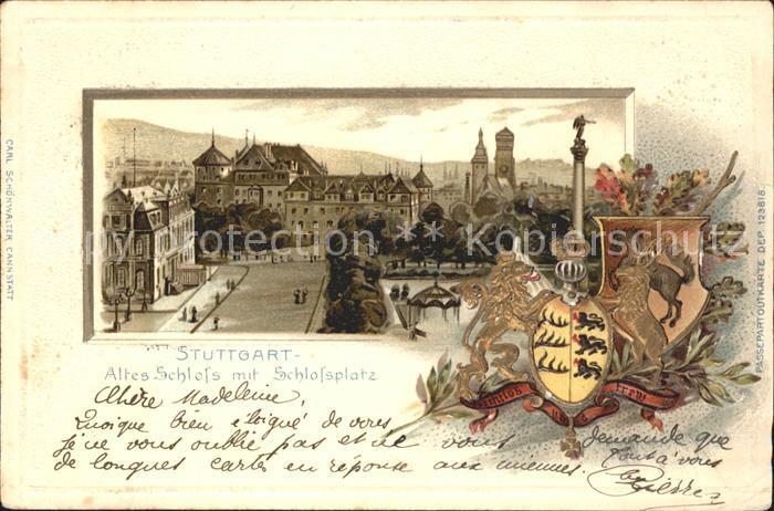STUTTGART  CITY Altes Schloss Schlossplatz Saeule Wappen