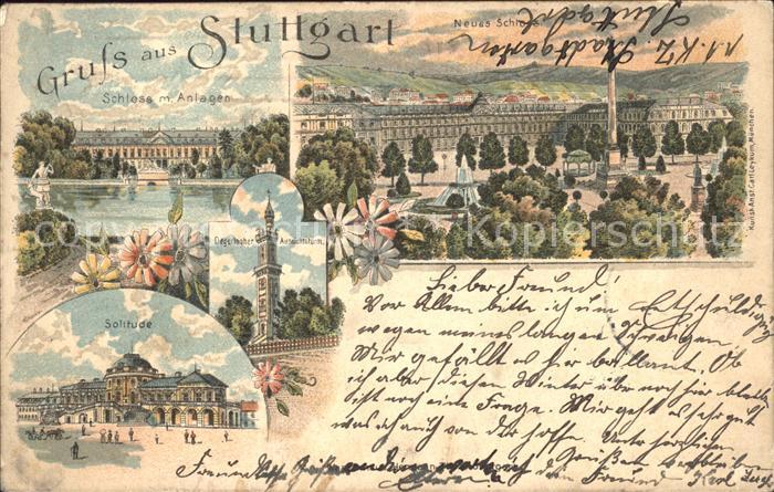STUTTGART  CITY Schloss Anlagen Neues Schloss Saeule Solitude Degerlocher Aussic