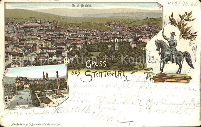STUTTGART  CITY Totalansicht Altes Schloss Graf Eberhard Denkmal Reiterstandbild