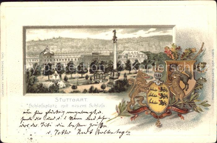 STUTTGART  CITY Schlossplatz Neues Schloss Jubilaeumssaeule Wappen Krone